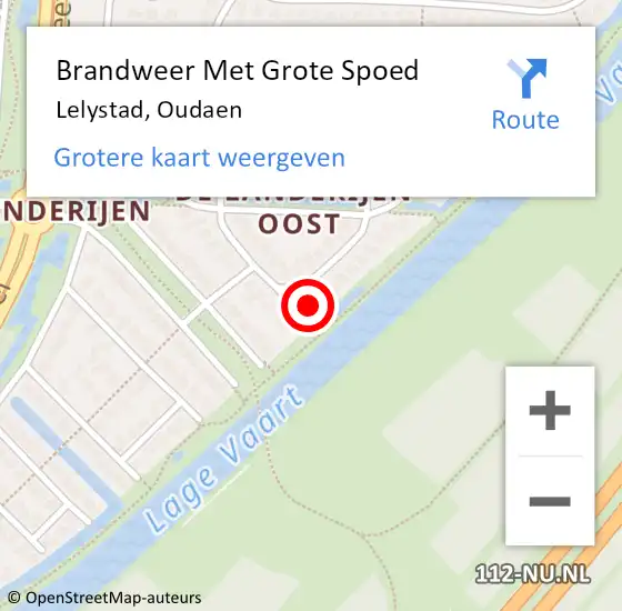 Locatie op kaart van de 112 melding: Brandweer Met Grote Spoed Naar Lelystad, Oudaen op 13 mei 2016 12:44