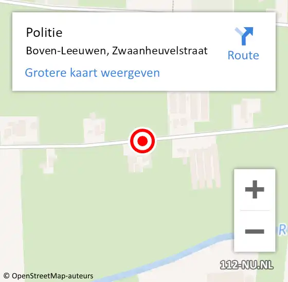 Locatie op kaart van de 112 melding: Politie Boven-Leeuwen, Zwaanheuvelstraat op 13 mei 2016 12:58