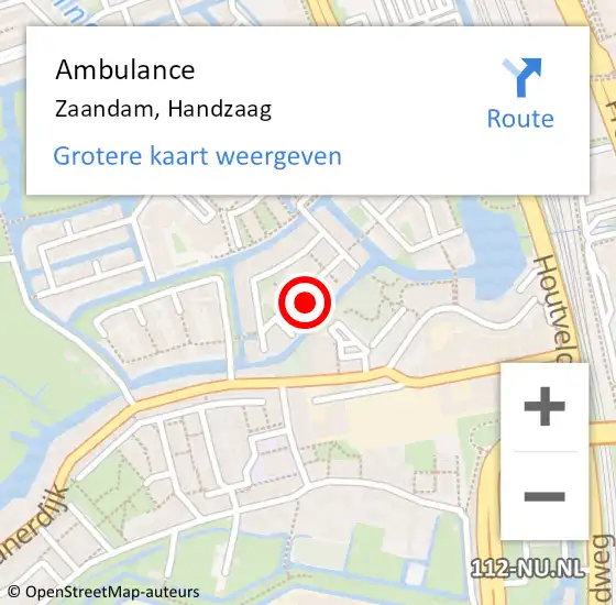 Locatie op kaart van de 112 melding: Ambulance Zaandam, Handzaag op 13 mei 2016 13:26