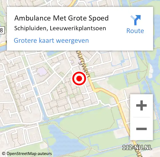 Locatie op kaart van de 112 melding: Ambulance Met Grote Spoed Naar Schipluiden, Leeuwerikplantsoen op 13 mei 2016 13:32