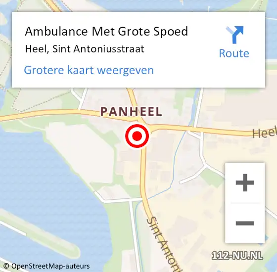 Locatie op kaart van de 112 melding: Ambulance Met Grote Spoed Naar Heel, Sint Antoniusstraat op 13 mei 2016 14:42