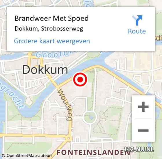 Locatie op kaart van de 112 melding: Brandweer Met Spoed Naar Dokkum, Strobosserweg op 13 mei 2016 14:45