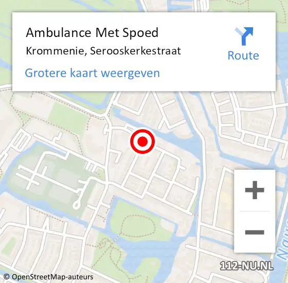 Locatie op kaart van de 112 melding: Ambulance Met Spoed Naar Krommenie, Serooskerkestraat op 13 mei 2016 14:47