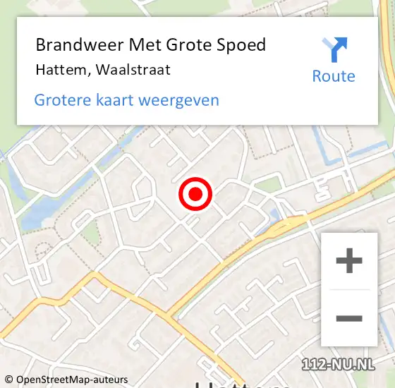 Locatie op kaart van de 112 melding: Brandweer Met Grote Spoed Naar Hattem, Waalstraat op 13 mei 2016 14:59