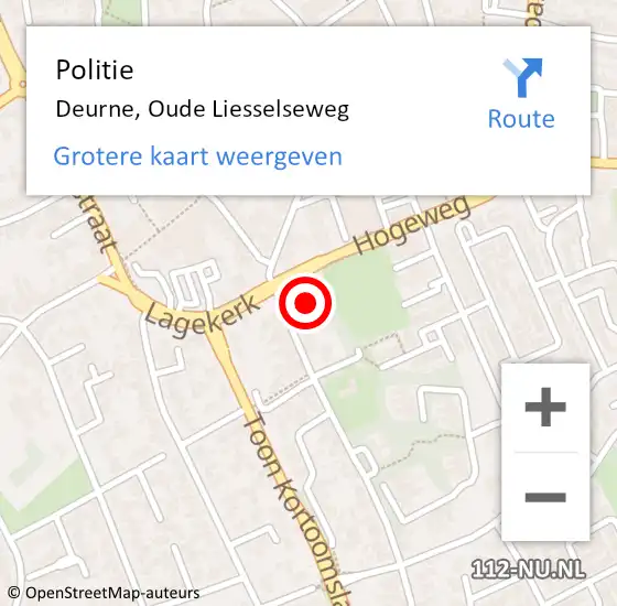 Locatie op kaart van de 112 melding: Politie Deurne, Oude Liesselseweg op 13 mei 2016 15:02