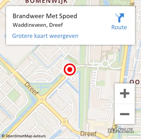 Locatie op kaart van de 112 melding: Brandweer Met Spoed Naar Waddinxveen, Dreef op 13 mei 2016 15:03