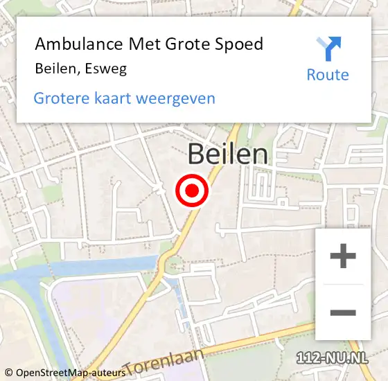 Locatie op kaart van de 112 melding: Ambulance Met Grote Spoed Naar Beilen, Esweg op 13 mei 2016 15:23