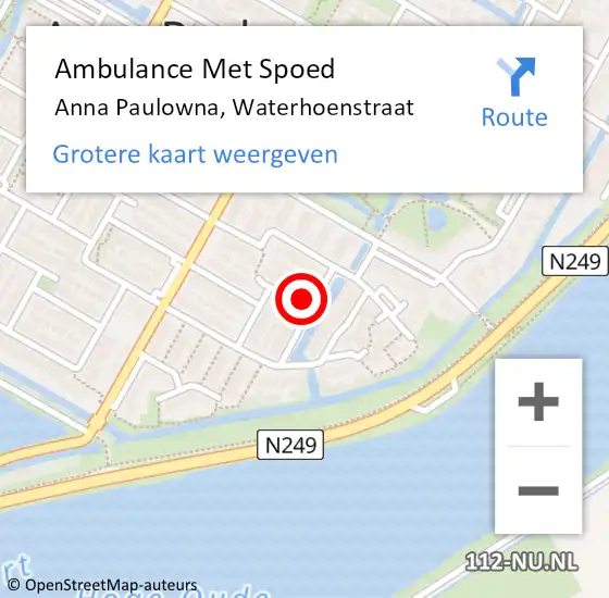 Locatie op kaart van de 112 melding: Ambulance Met Spoed Naar Anna Paulowna, Waterhoenstraat op 13 mei 2016 15:26