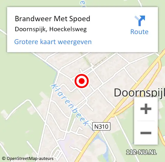 Locatie op kaart van de 112 melding: Brandweer Met Spoed Naar Doornspijk, Hoeckelsweg op 13 mei 2016 15:41