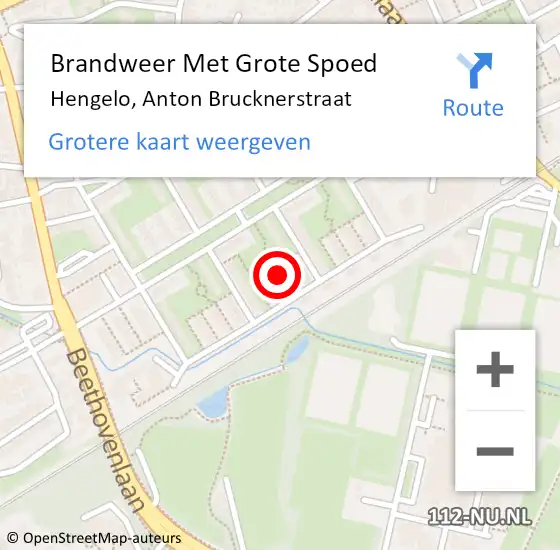 Locatie op kaart van de 112 melding: Brandweer Met Grote Spoed Naar Hengelo, Anton Brucknerstraat op 13 mei 2016 15:47