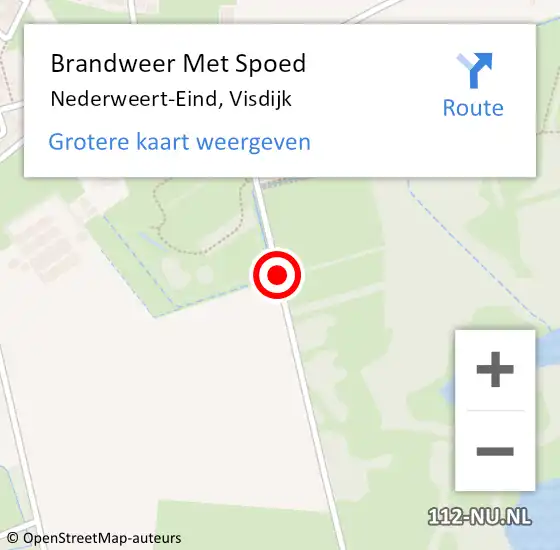 Locatie op kaart van de 112 melding: Brandweer Met Spoed Naar Nederweert-Eind, Visdijk op 13 mei 2016 15:51