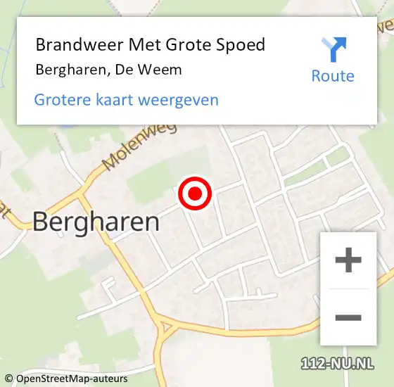 Locatie op kaart van de 112 melding: Brandweer Met Grote Spoed Naar Bergharen, De Weem op 13 mei 2016 17:03