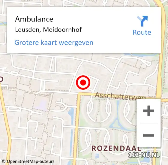 Locatie op kaart van de 112 melding: Ambulance Leusden, Meidoornhof op 13 mei 2016 17:50