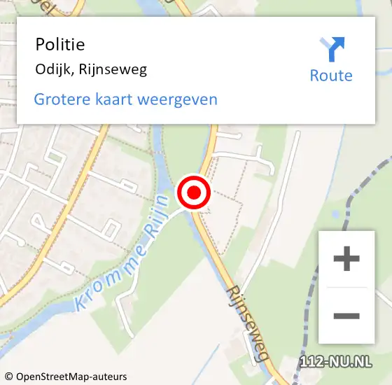 Locatie op kaart van de 112 melding: Politie Odijk, Rijnseweg op 13 mei 2016 18:02