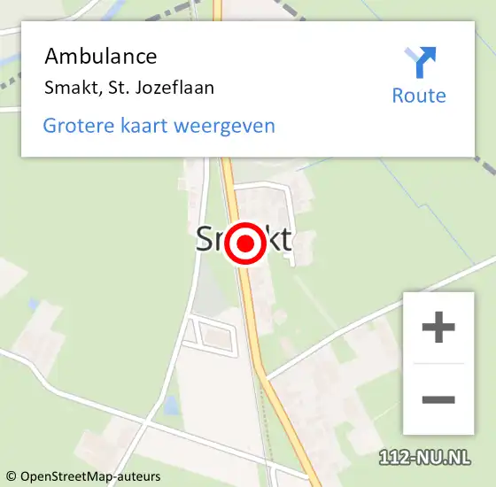 Locatie op kaart van de 112 melding: Ambulance Smakt, St. Jozeflaan op 13 mei 2016 18:14