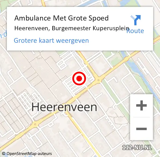 Locatie op kaart van de 112 melding: Ambulance Met Grote Spoed Naar Heerenveen, Burgemeester Kuperusplein op 13 mei 2016 18:30