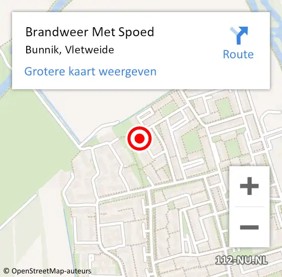 Locatie op kaart van de 112 melding: Brandweer Met Spoed Naar Bunnik, Vletweide op 13 mei 2016 19:46
