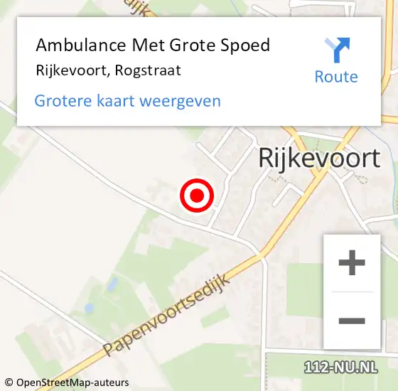 Locatie op kaart van de 112 melding: Ambulance Met Grote Spoed Naar Rijkevoort, Rogstraat op 14 december 2013 23:55