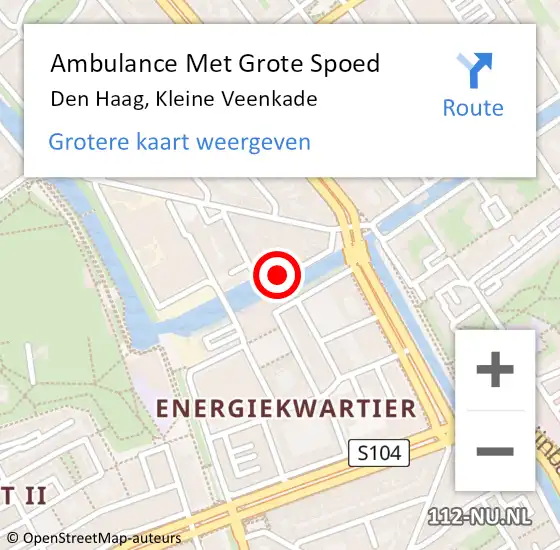 Locatie op kaart van de 112 melding: Ambulance Met Grote Spoed Naar Den Haag, Kleine Veenkade op 13 mei 2016 21:11