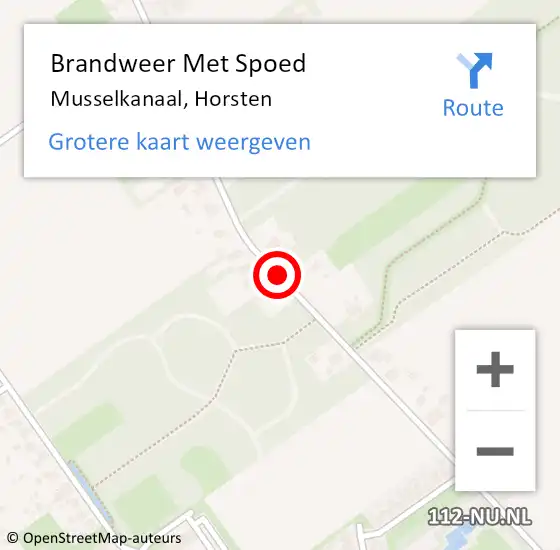 Locatie op kaart van de 112 melding: Brandweer Met Spoed Naar Musselkanaal, Horsten op 13 mei 2016 21:11