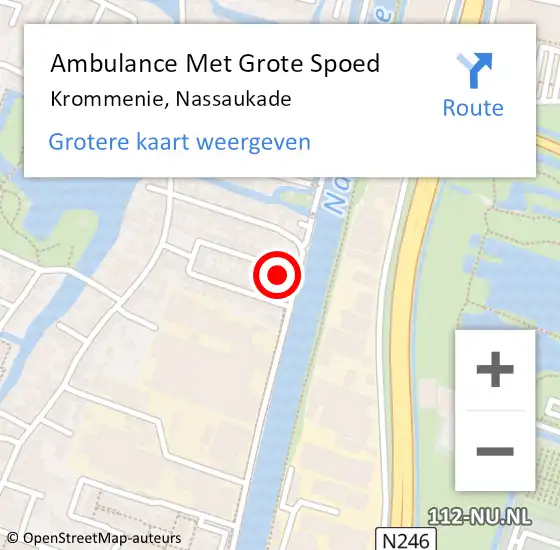 Locatie op kaart van de 112 melding: Ambulance Met Grote Spoed Naar Krommenie, Nassaukade op 13 mei 2016 22:16