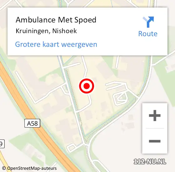 Locatie op kaart van de 112 melding: Ambulance Met Spoed Naar Kruiningen, Nishoek op 13 mei 2016 22:58