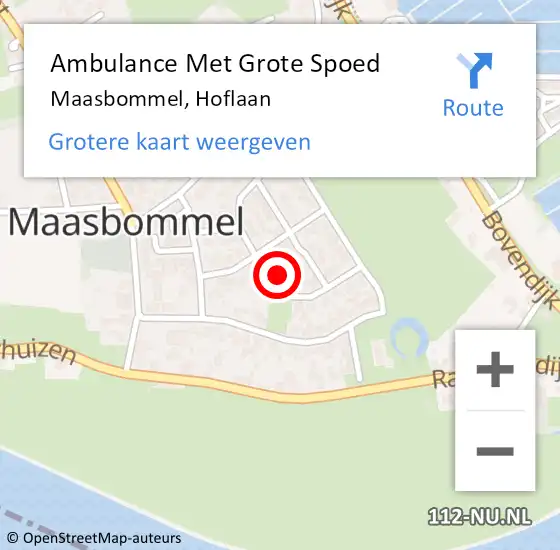 Locatie op kaart van de 112 melding: Ambulance Met Grote Spoed Naar Maasbommel, Hoflaan op 13 mei 2016 23:22