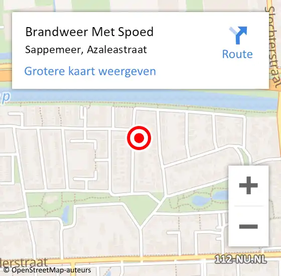 Locatie op kaart van de 112 melding: Brandweer Met Spoed Naar Sappemeer, Azaleastraat op 13 mei 2016 23:42