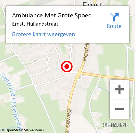 Locatie op kaart van de 112 melding: Ambulance Met Grote Spoed Naar Emst, Hullandstraat op 14 mei 2016 00:09