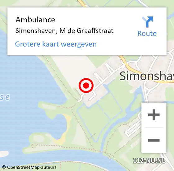 Locatie op kaart van de 112 melding: Ambulance Simonshaven, M de Graaffstraat op 14 mei 2016 00:11