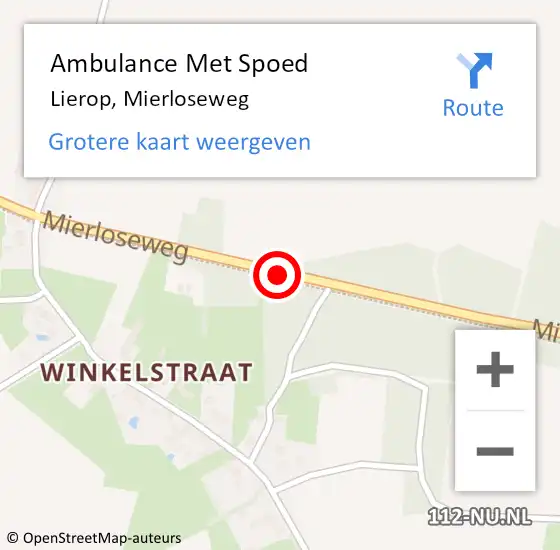 Locatie op kaart van de 112 melding: Ambulance Met Spoed Naar Lierop, Mierloseweg op 14 mei 2016 01:33