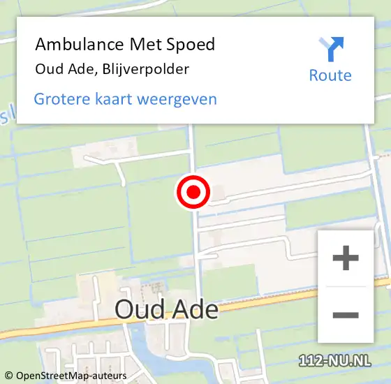 Locatie op kaart van de 112 melding: Ambulance Met Spoed Naar Oud Ade, Blijverpolder op 14 mei 2016 01:52