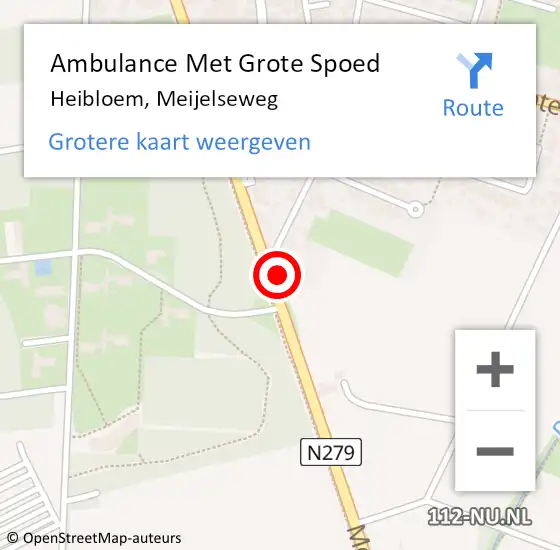 Locatie op kaart van de 112 melding: Ambulance Met Grote Spoed Naar Heibloem, Meijelseweg op 14 mei 2016 02:25