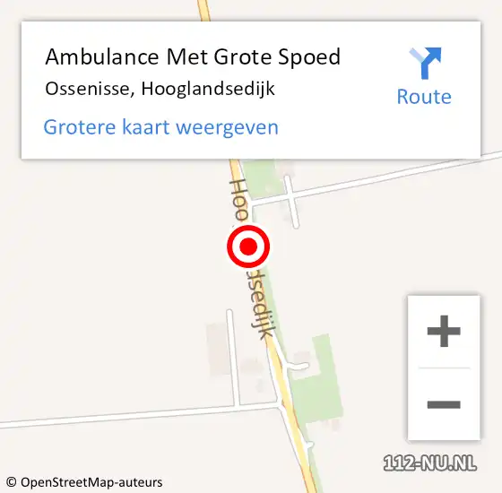 Locatie op kaart van de 112 melding: Ambulance Met Grote Spoed Naar Ossenisse, Hooglandsedijk op 14 mei 2016 03:13