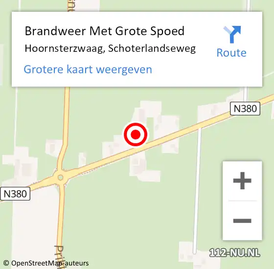 Locatie op kaart van de 112 melding: Brandweer Met Grote Spoed Naar Hoornsterzwaag, Schoterlandseweg op 14 mei 2016 04:36