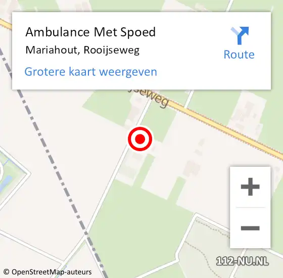 Locatie op kaart van de 112 melding: Ambulance Met Spoed Naar Mariahout, Rooijseweg op 14 mei 2016 07:28