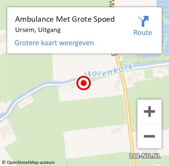 Locatie op kaart van de 112 melding: Ambulance Met Grote Spoed Naar Ursem, Uitgang op 14 mei 2016 08:06