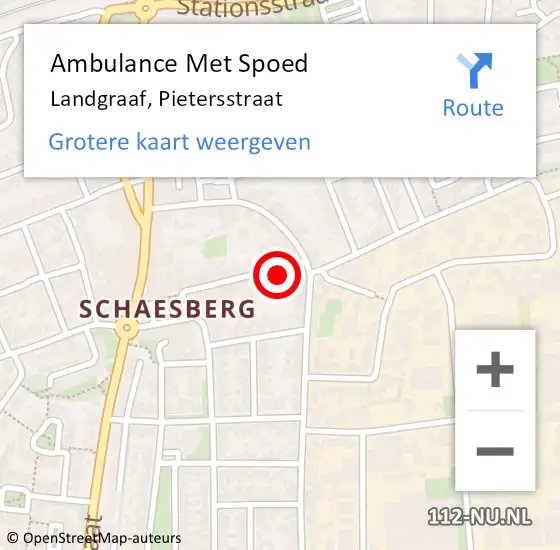 Locatie op kaart van de 112 melding: Ambulance Met Spoed Naar Landgraaf, Pietersstraat op 15 december 2013 01:02