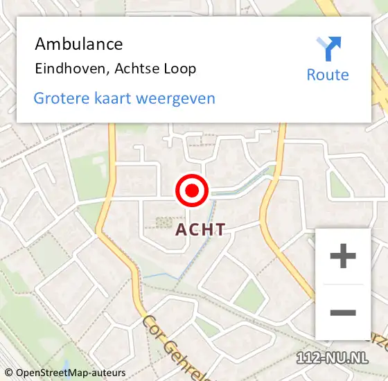 Locatie op kaart van de 112 melding: Ambulance Eindhoven, Achtse Loop op 14 mei 2016 08:30