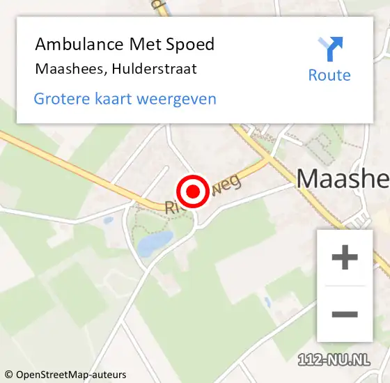 Locatie op kaart van de 112 melding: Ambulance Met Spoed Naar Maashees, Hulderstraat op 14 mei 2016 08:53