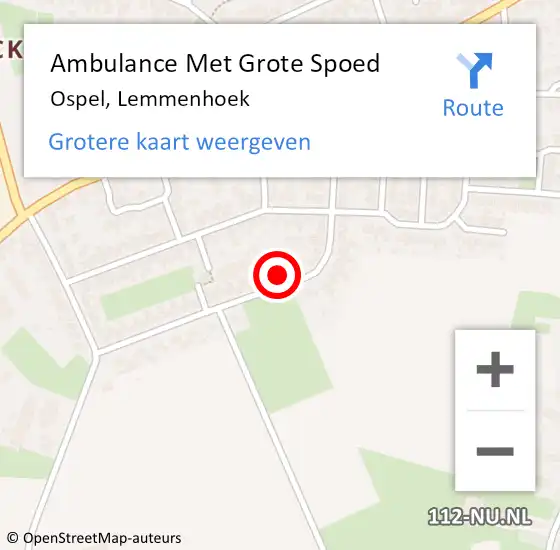 Locatie op kaart van de 112 melding: Ambulance Met Grote Spoed Naar Ospel, Lemmenhoek op 14 mei 2016 09:09