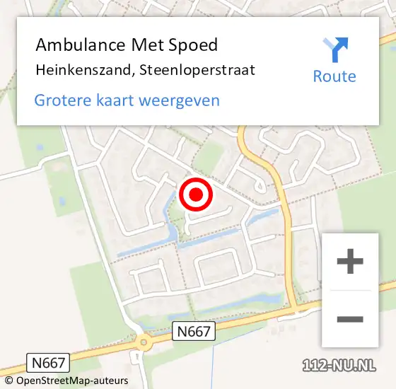 Locatie op kaart van de 112 melding: Ambulance Met Spoed Naar Heinkenszand, Steenloperstraat op 14 mei 2016 10:10