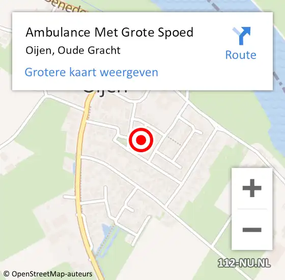 Locatie op kaart van de 112 melding: Ambulance Met Grote Spoed Naar Oijen, Oude Gracht op 14 mei 2016 10:34