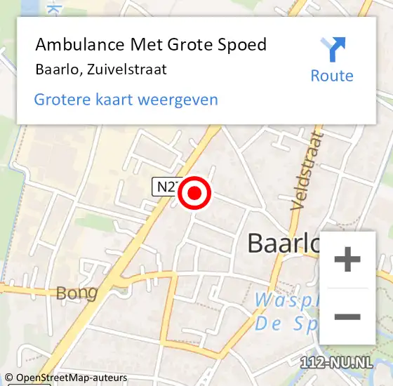 Locatie op kaart van de 112 melding: Ambulance Met Grote Spoed Naar Baarlo, Zuivelstraat op 15 december 2013 01:32