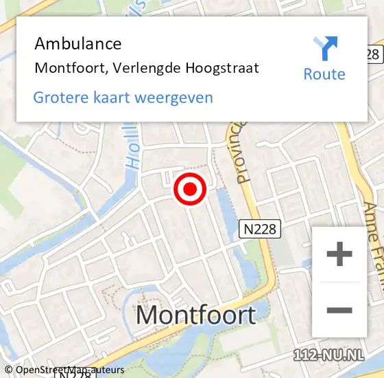 Locatie op kaart van de 112 melding: Ambulance Montfoort, Verlengde Hoogstraat op 14 mei 2016 11:40