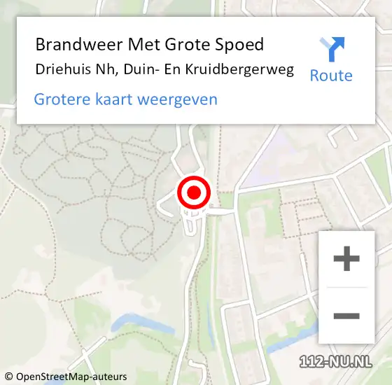 Locatie op kaart van de 112 melding: Brandweer Met Grote Spoed Naar Driehuis Nh, Duin- En Kruidbergerweg op 14 mei 2016 11:51