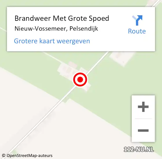 Locatie op kaart van de 112 melding: Brandweer Met Grote Spoed Naar Nieuw-Vossemeer, Pelsendijk op 14 mei 2016 12:54