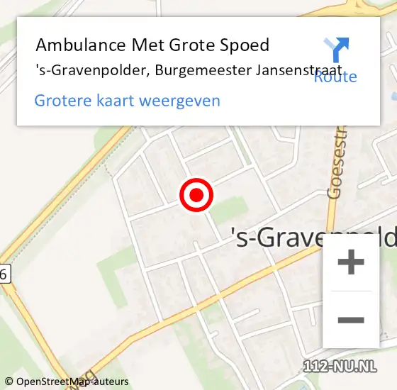 Locatie op kaart van de 112 melding: Ambulance Met Grote Spoed Naar 's-Gravenpolder, Burgemeester Jansenstraat op 14 mei 2016 14:04