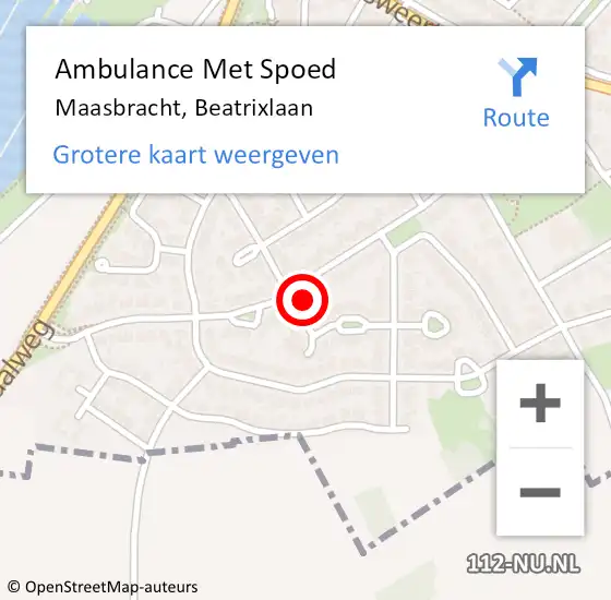 Locatie op kaart van de 112 melding: Ambulance Met Spoed Naar Maasbracht, Beatrixlaan op 14 mei 2016 15:10