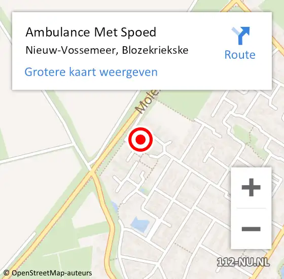 Locatie op kaart van de 112 melding: Ambulance Met Spoed Naar Nieuw-Vossemeer, Blozekriekske op 14 mei 2016 15:20